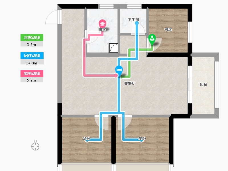 河南省-郑州市-朗悦公园府悦棠苑-66.00-户型库-动静线