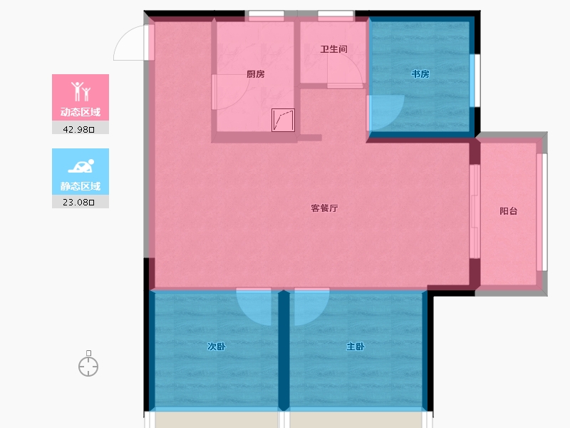 河南省-郑州市-朗悦公园府悦棠苑-66.00-户型库-动静分区