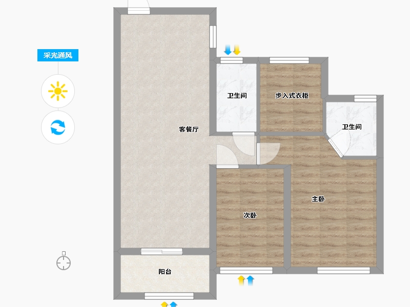 浙江省-金华市-红星天铂-70.00-户型库-采光通风