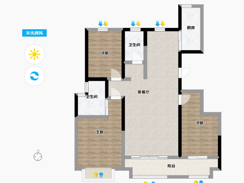 河北省-沧州市-百合丽湾-106.00-户型库-采光通风