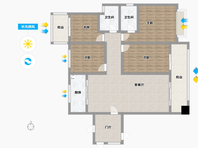 陕西省-宝鸡市-礼乐首府-135.00-户型库-采光通风