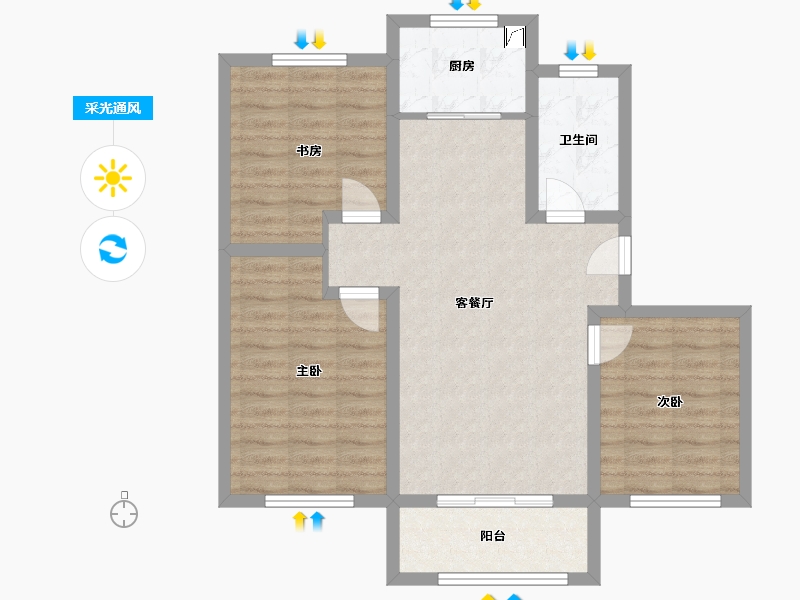 山东省-威海市-聚萃嘉园-80.00-户型库-采光通风