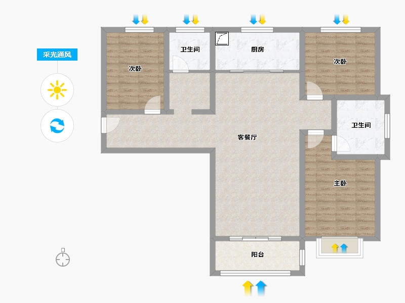 河南省-郑州市-郑上路安置区-110.00-户型库-采光通风