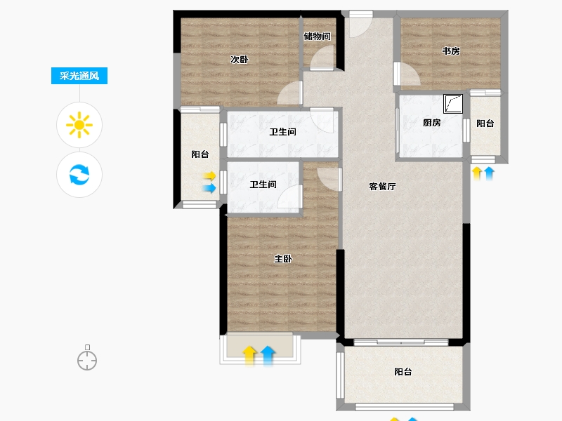 福建省-泉州市-百捷中央名门-100.00-户型库-采光通风