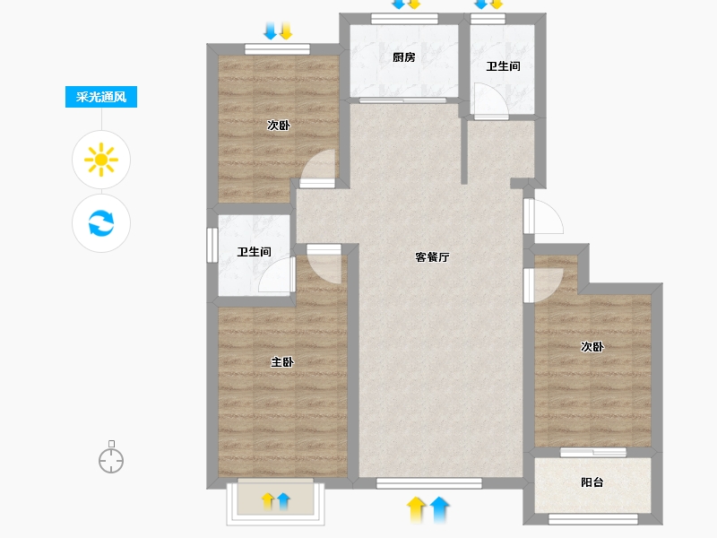 河北省-沧州市-金狮国际-90.00-户型库-采光通风