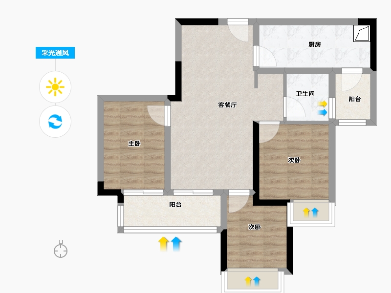 重庆-重庆市-中建滨江星城-67.51-户型库-采光通风