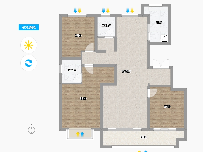 河北省-衡水市-锦园小区-120.00-户型库-采光通风