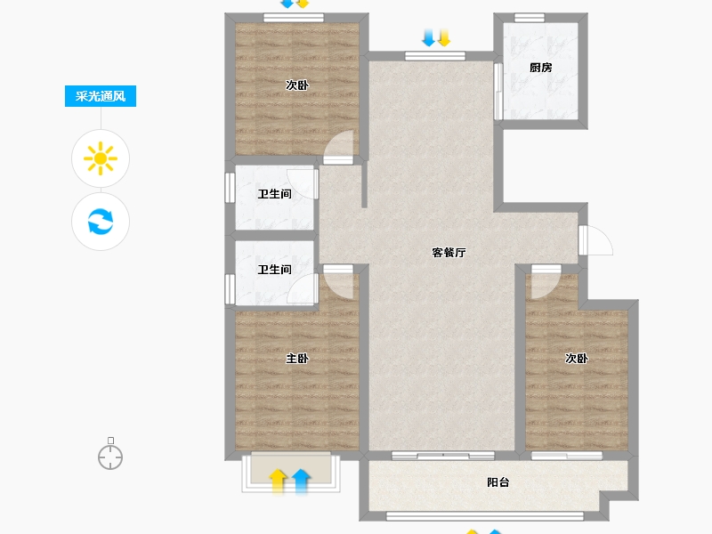 山东省-潍坊市-南阳澜庭-115.00-户型库-采光通风