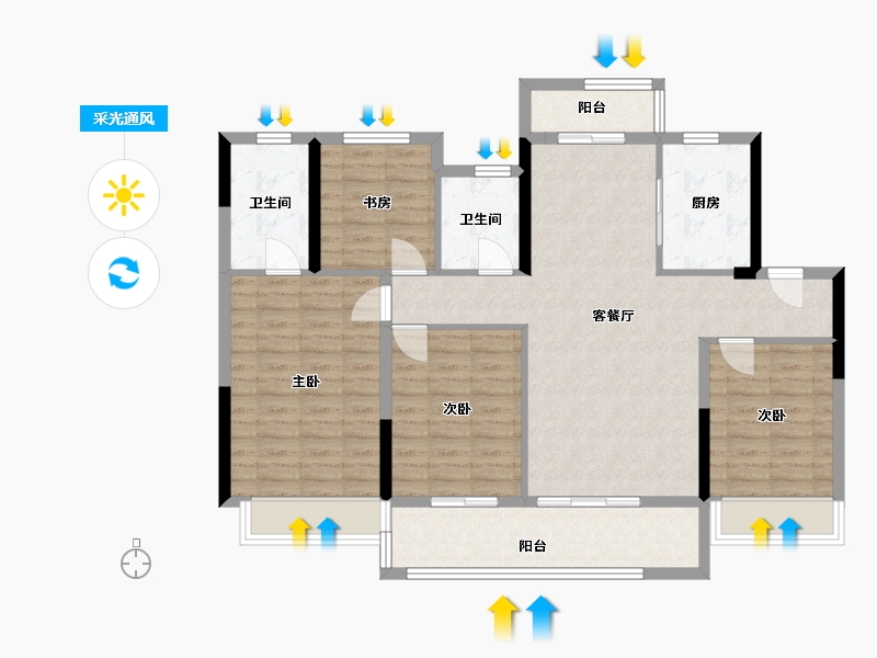 浙江省-嘉兴市-万科都荟府-122.40-户型库-采光通风