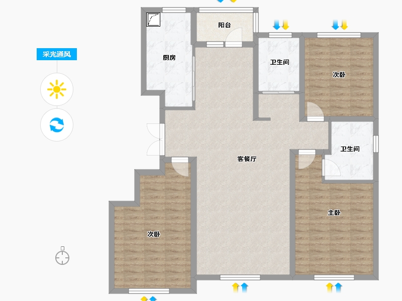 新疆维吾尔自治区-昌吉回族自治州-阜华雅苑-119.00-户型库-采光通风