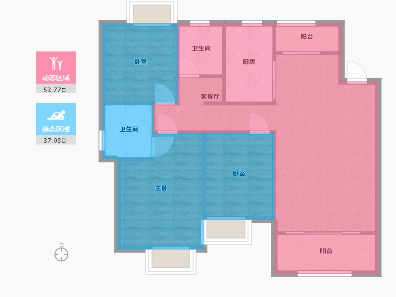 广西壮族自治区-桂林市-奥林匹克悉尼蓝湾-86.49-户型库-动静分区