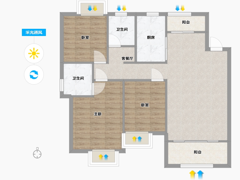 广西壮族自治区-桂林市-奥林匹克悉尼蓝湾-86.49-户型库-采光通风