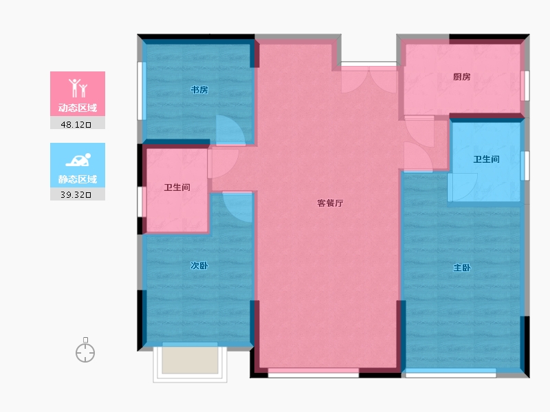 湖南省-常德市-蓉国新赋-82.40-户型库-动静分区