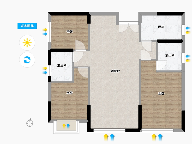 湖南省-常德市-蓉国新赋-82.40-户型库-采光通风