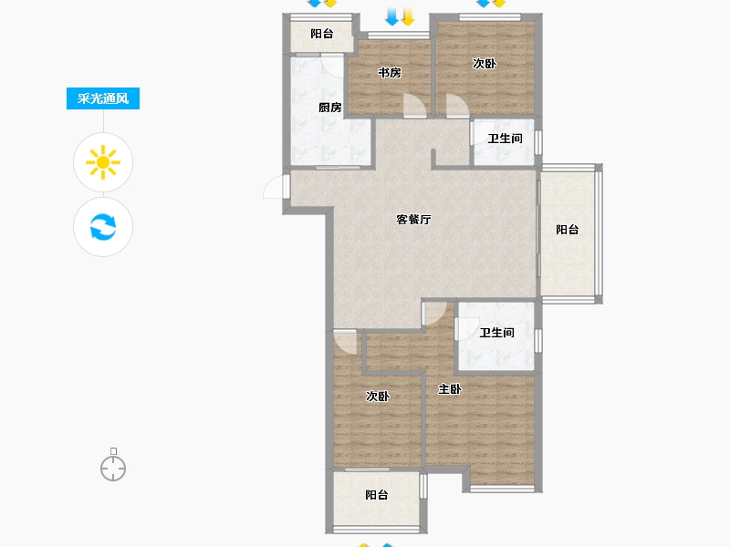 江苏省-淮安市-建华观园-114.80-户型库-采光通风