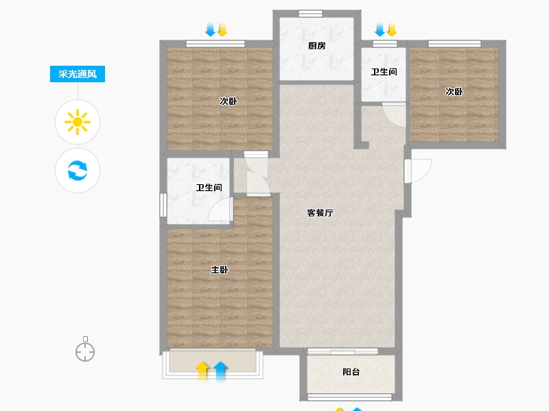 河南省-濮阳市-君恒悦海棠-100.00-户型库-采光通风