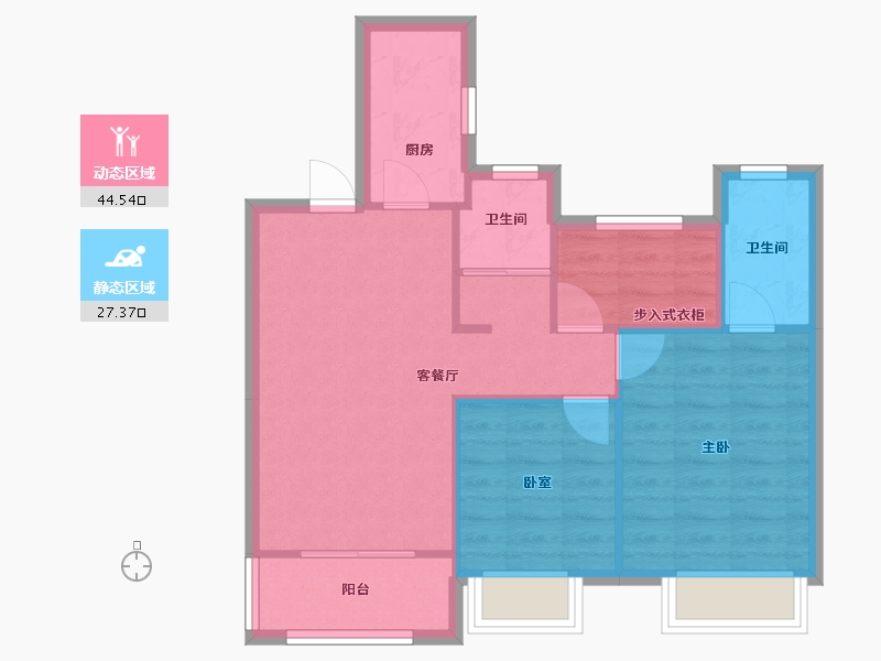 江苏省-南京市-中南上悦城花苑-70.00-户型库-动静分区