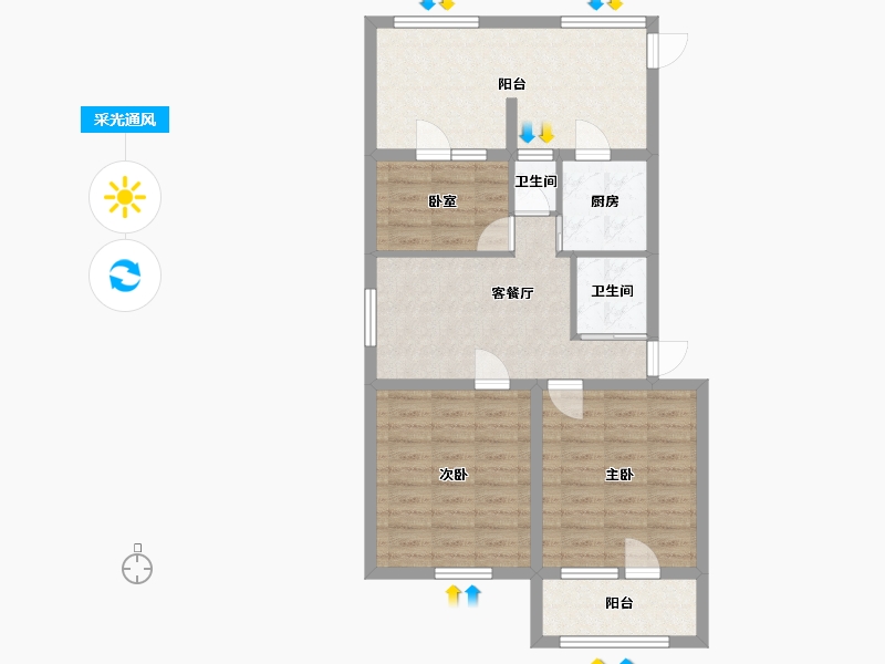 北京-北京市-北大地三里16号院-70.00-户型库-采光通风