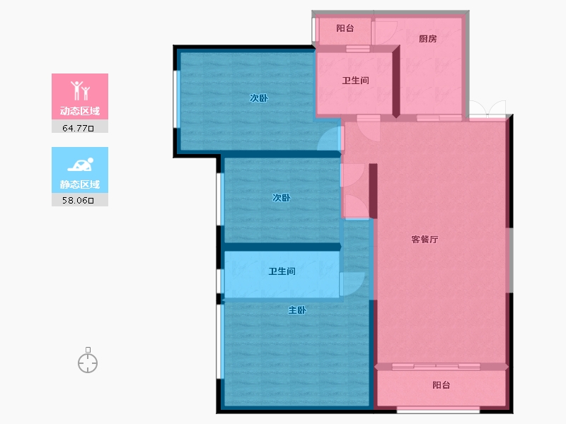 云南省-昆明市-城投湖畔四季城绮园-112.00-户型库-动静分区