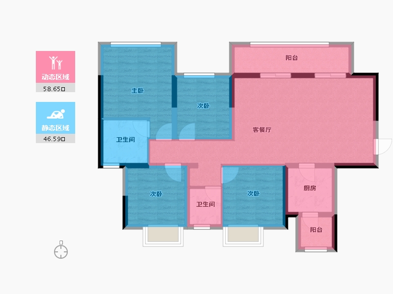 山东省-济南市-美的·珺御府-106.00-户型库-动静分区