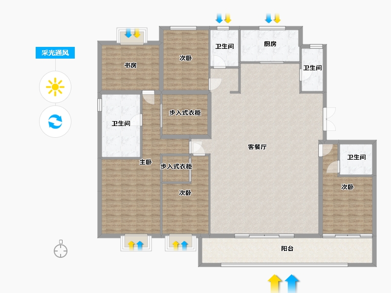 浙江省-宁波市-绿城春熙潮鸣-220.00-户型库-采光通风