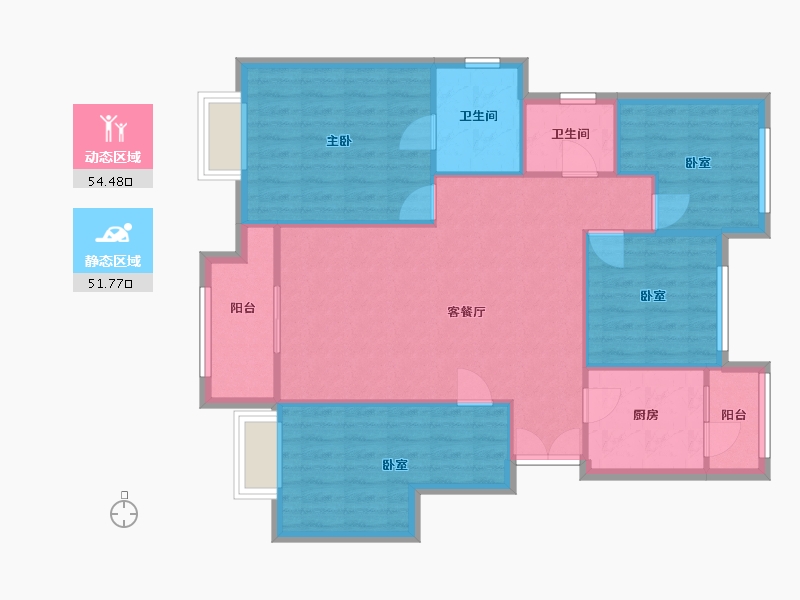 重庆-重庆市-金科博翠园-98.26-户型库-动静分区