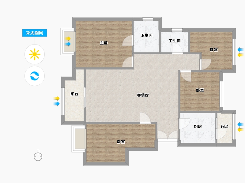 重庆-重庆市-金科博翠园-98.26-户型库-采光通风