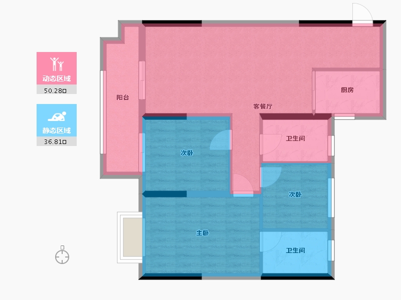 浙江省-金华市-璀璨-83.00-户型库-动静分区