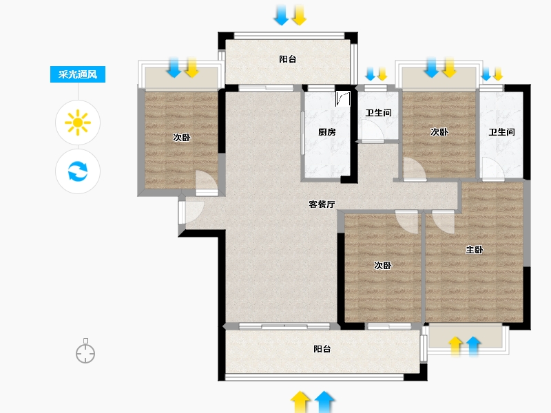 广西壮族自治区-梧州市-汇洋华府-120.00-户型库-采光通风