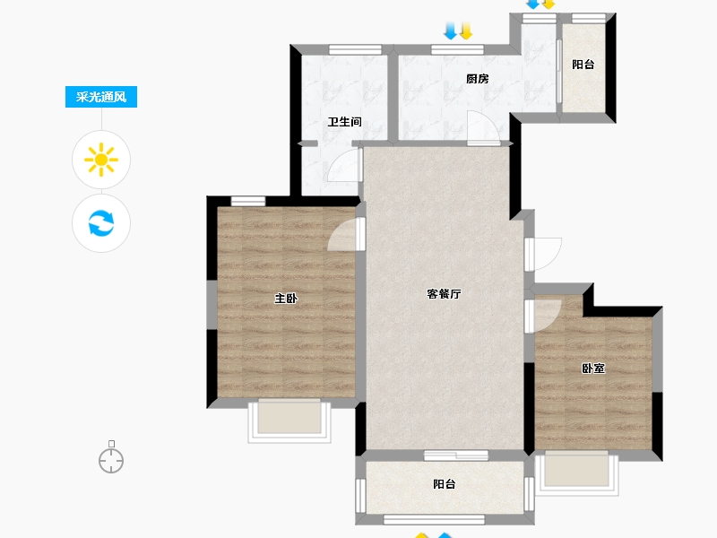 上海-上海市-金地城四期-74.00-户型库-采光通风