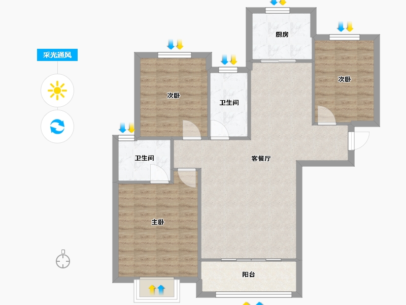 河南省-洛阳市-开元壹号-106.00-户型库-采光通风