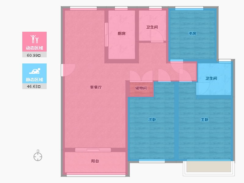 江苏省-徐州市-港利上城国际-95.70-户型库-动静分区