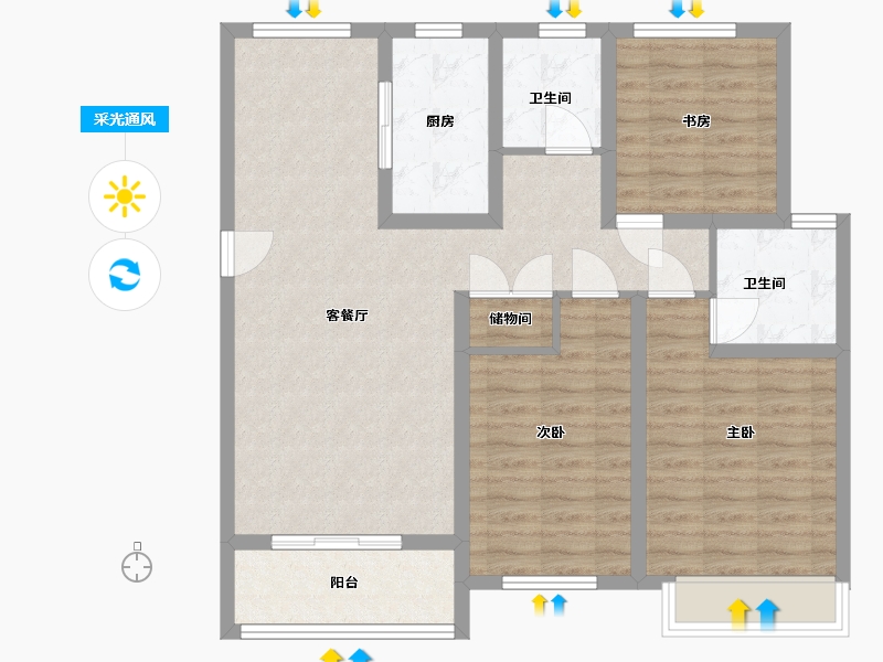 江苏省-徐州市-港利上城国际-95.70-户型库-采光通风