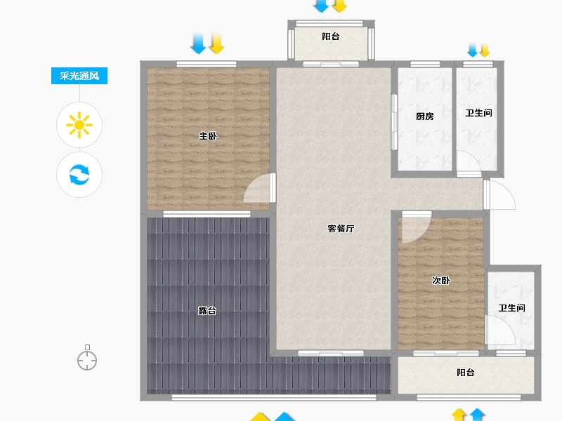 河北省-保定市-弈城一号院-160.00-户型库-采光通风