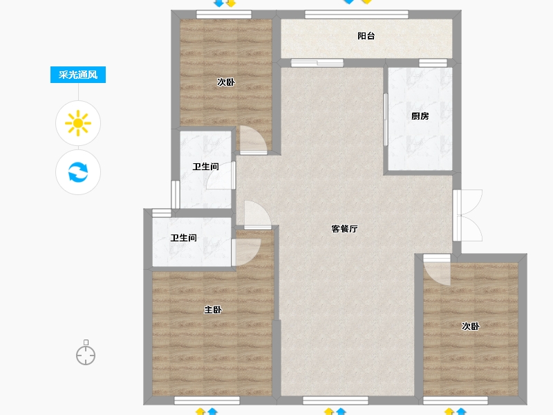 河北省-唐山市-滨海华府-96.00-户型库-采光通风