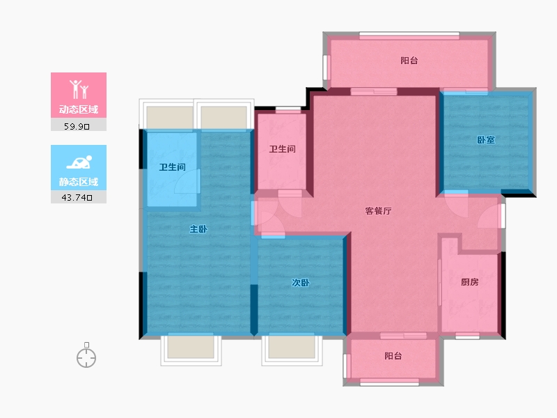 贵州省-贵阳市-吾悦华府-103.00-户型库-动静分区