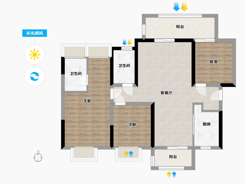 贵州省-贵阳市-吾悦华府-103.00-户型库-采光通风