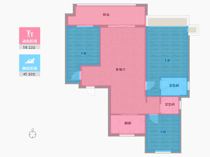 陕西省-延安市-荣民国宾府-104.26-户型库-动静分区