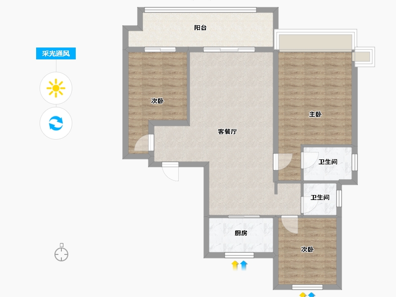 陕西省-延安市-荣民国宾府-104.26-户型库-采光通风