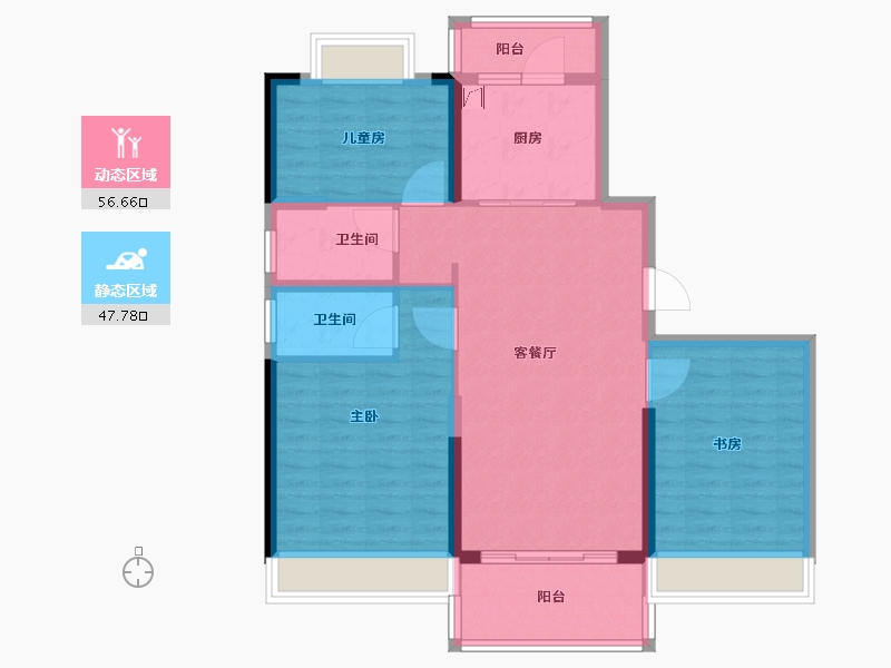 河南省-漯河市-舞阳碧桂园-93.79-户型库-动静分区