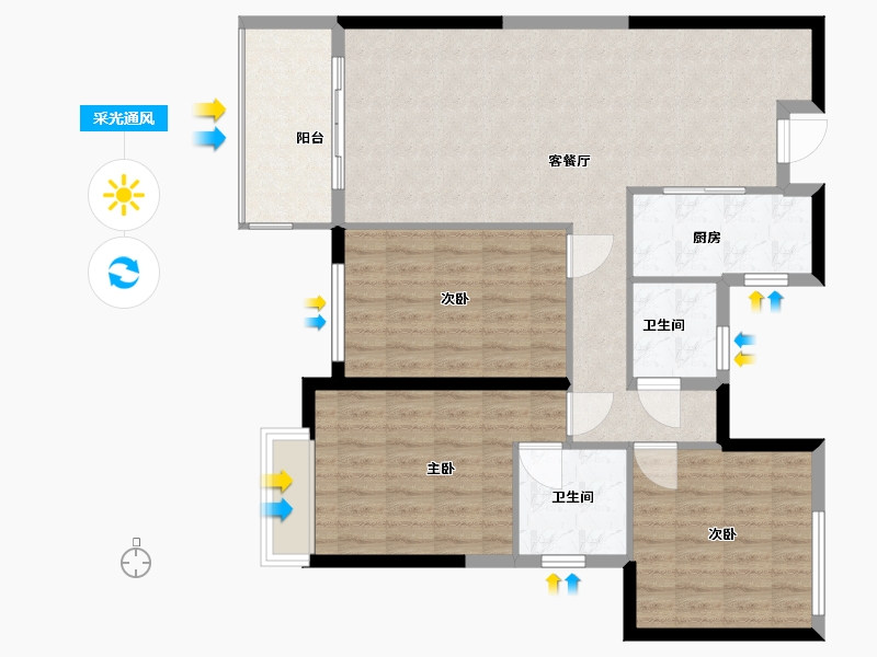 福建省-莆田市-芦江小区-100.88-户型库-采光通风