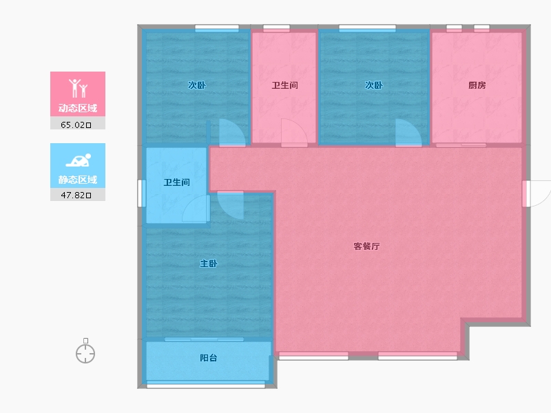 湖北省-武汉市-丽岛美生小区-95.00-户型库-动静分区