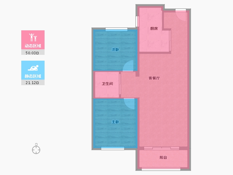 新疆维吾尔自治区-乌鲁木齐市-通嘉·孔雀府-70.99-户型库-动静分区