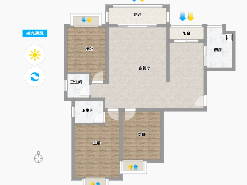 贵州省-遵义市-官庄新苑-105.00-户型库-采光通风