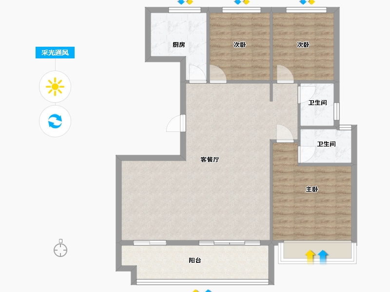 河北省-石家庄市-澳森观澜壹号-109.00-户型库-采光通风