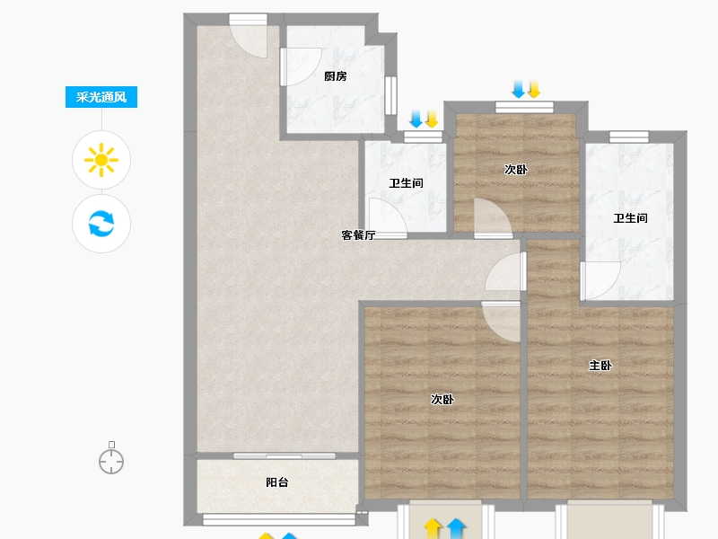 浙江省-金华市-万家风华-99.00-户型库-采光通风