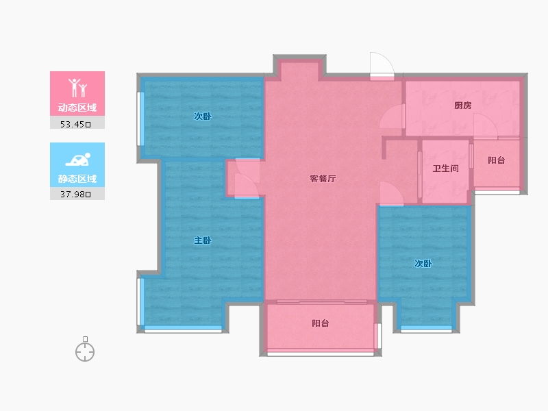 湖南省-长沙市-保利·麓谷林语-73.56-户型库-动静分区