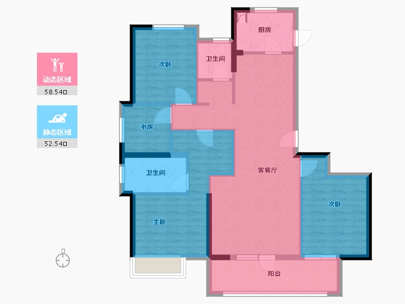 湖北省-荆门市-诺思幸福城-105.69-户型库-动静分区