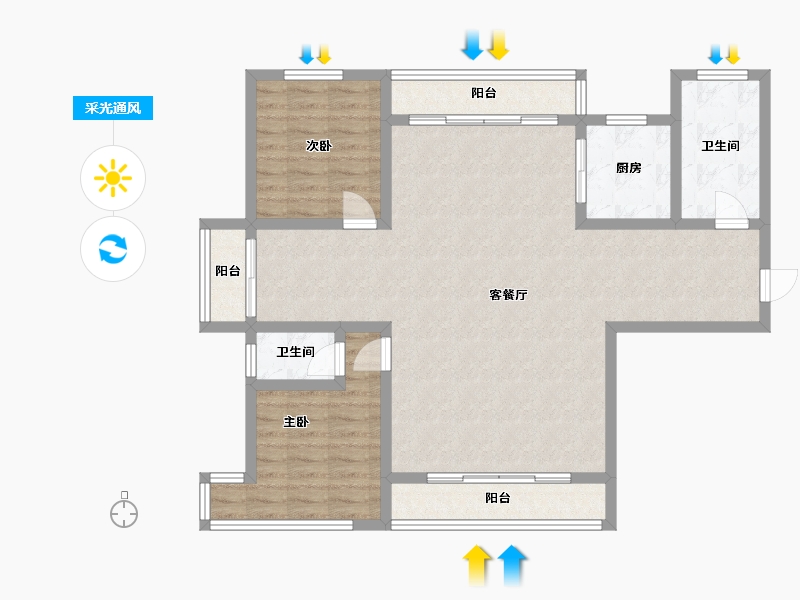 江西省-上饶市-天悦湾二期【聚贤空间】-101.00-户型库-采光通风