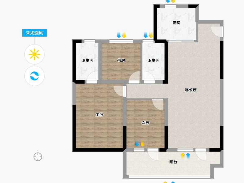 山东省-青岛市-海信城-94.91-户型库-采光通风